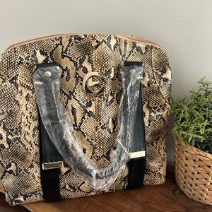 NEW Snake-Print Hobo Bag with Black Straps and Gold Accent Y2K